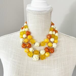 ART Arthur Pepper Vintage Yellow & Orange Chunky Beaded 3-Strand Necklace